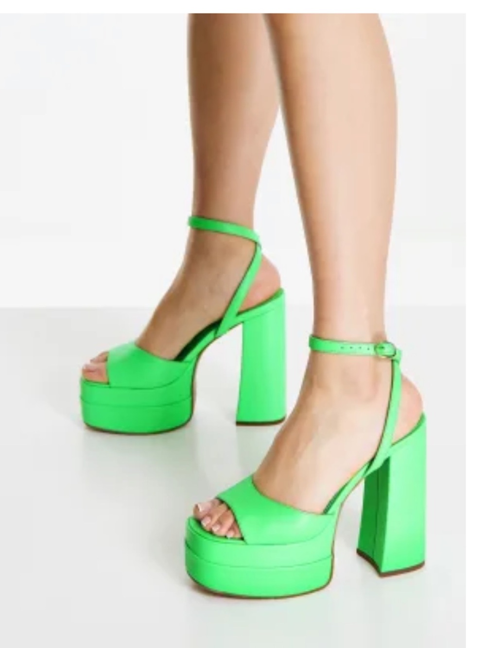 Never Worn! ASOS Neon Green Platform Block Heel Sandals